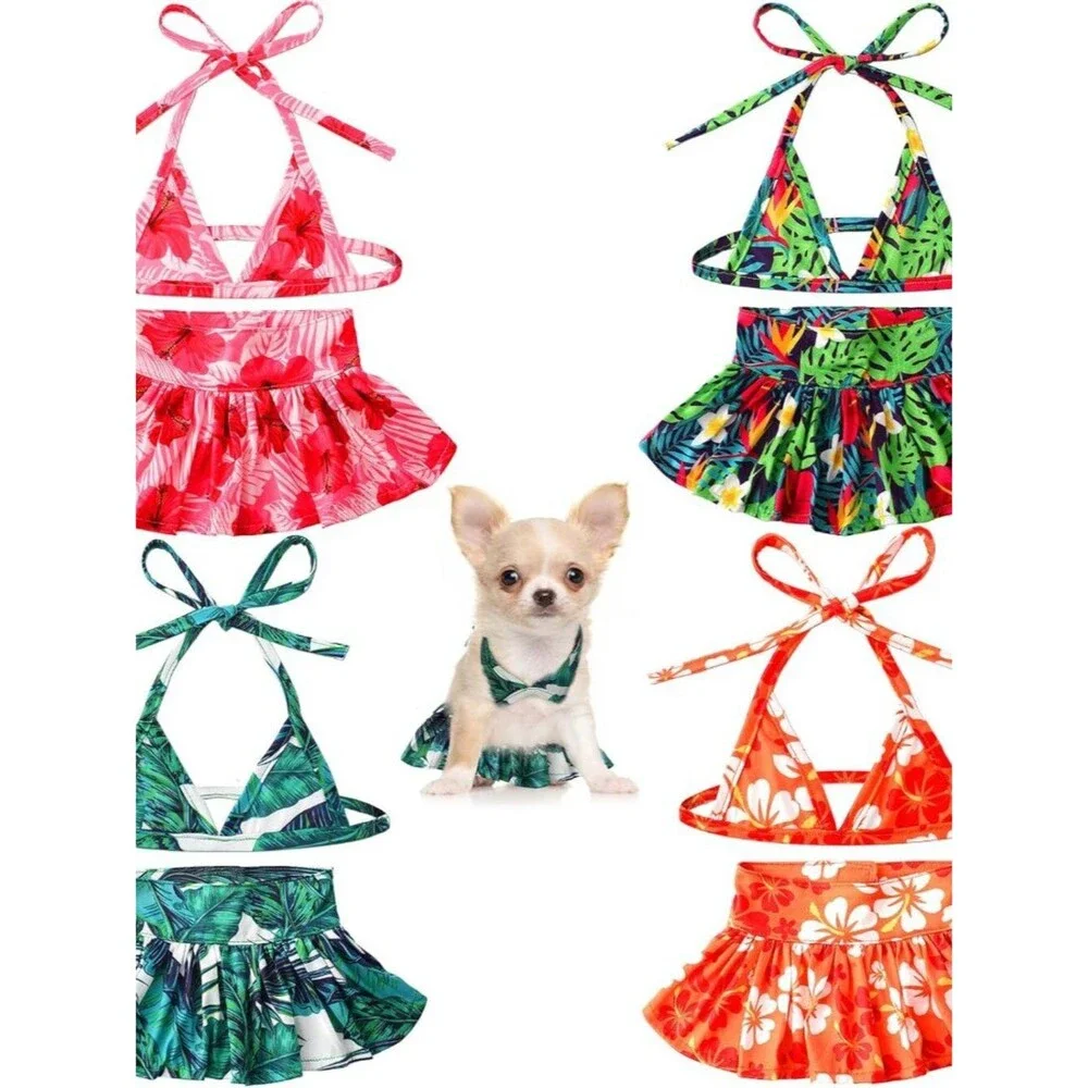 Amylove 4 Pack Small Dog Bikini Summer Bathing Suits for Puppy Doggies Swimsuit